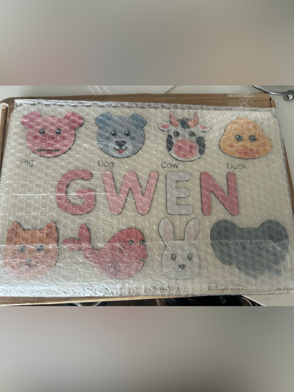 Cute Pastel Animal Name Puzzle - 'GWEN'